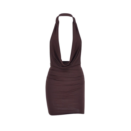 Damen Neckholder Minikleid mit verführerischem Ausschnitt und raffinierten Drapierungen EB