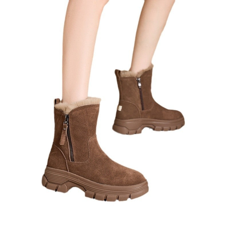 Damen Warme Winterstiefel mit durchgehendem Futter und robustem Reißverschluss EB