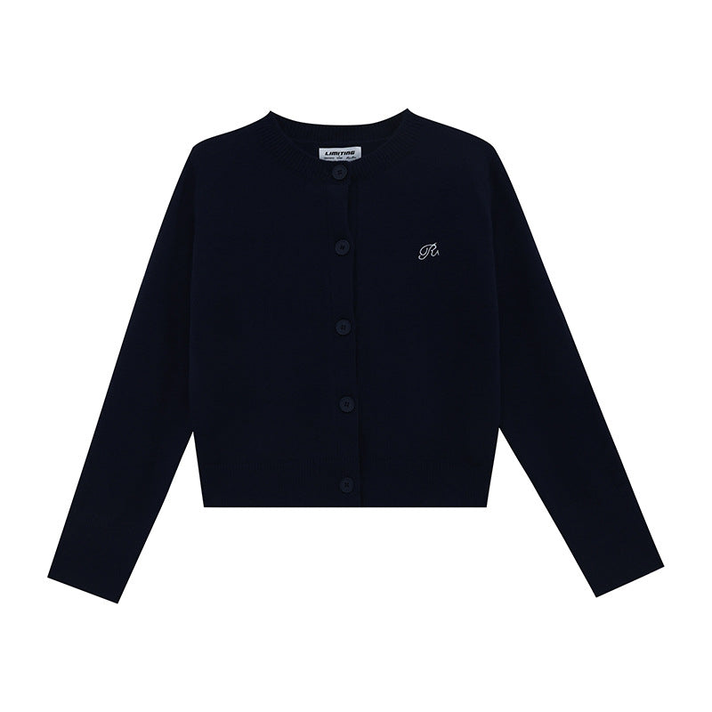 Damen Strickjacke mit feinem Rippenmuster und kontrastierenden Knopfdetails EB