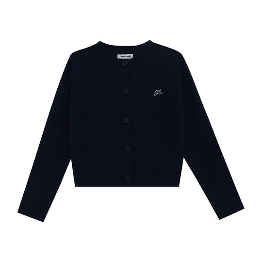 Damen Strickjacke mit feinem Rippenmuster und kontrastierenden Knopfdetails EB