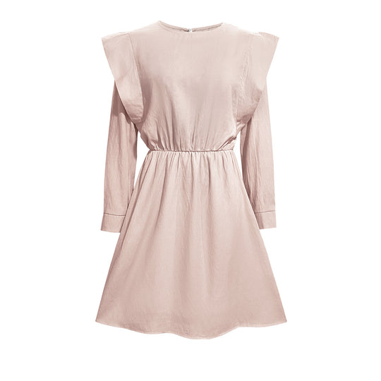 Damen elegantes Minikleid mit tailliertem Schnitt und schulterfreien Puffärmeln EB