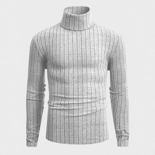 Damen Strickpullover mit hohen Kragen und feiner Rippenstruktur EB