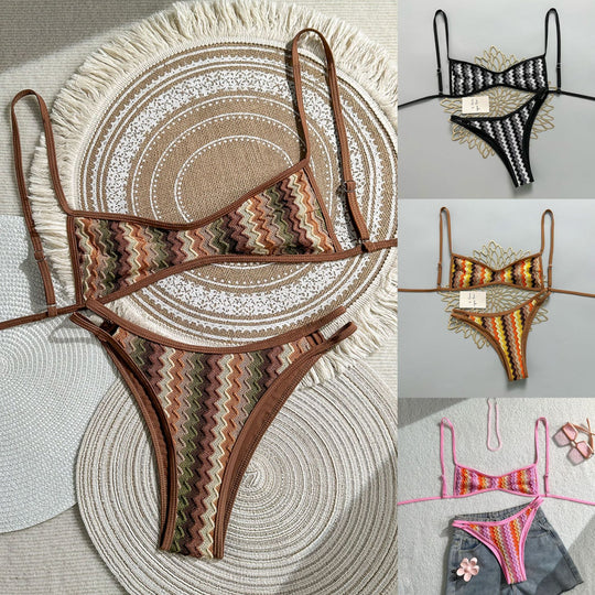 Damen Zweiteiliges Bikiniset mit geometrischem Zigzag-Muster EB