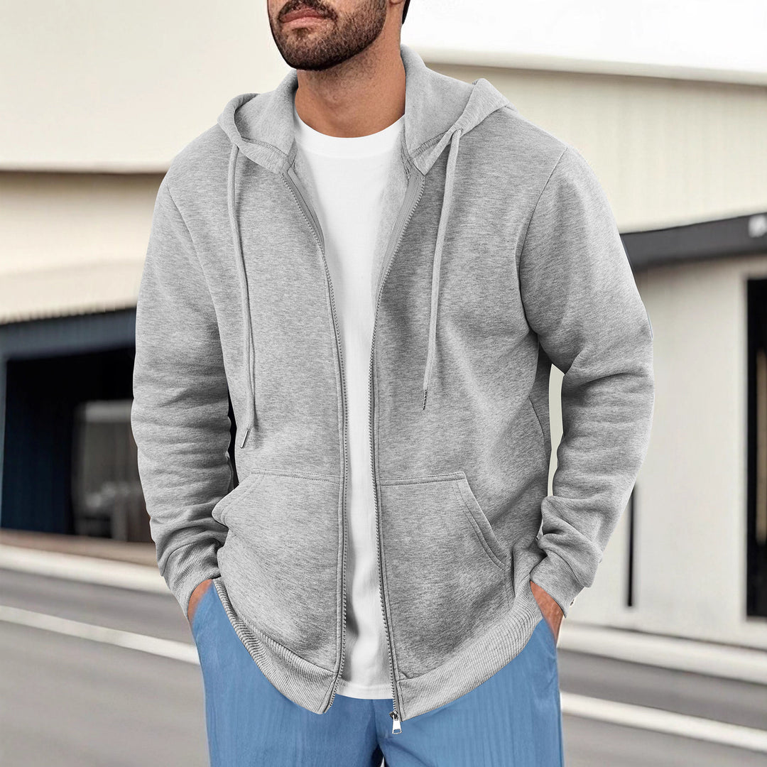 Herren lässige Kapuzenjacke mit atmungsaktivem Sweatstoff und praktischen Taschen EB