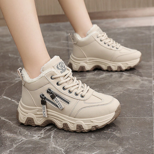 Damen gefütterte High-Top Sneakers mit modischem Design und praktischen Reißverschlussdetails EB
