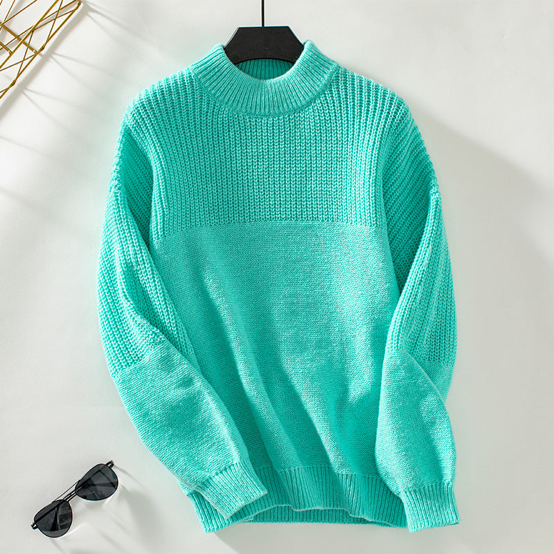 Damen lässiger Pullover mit hohem Kragen und modernem Strukturstrick EB