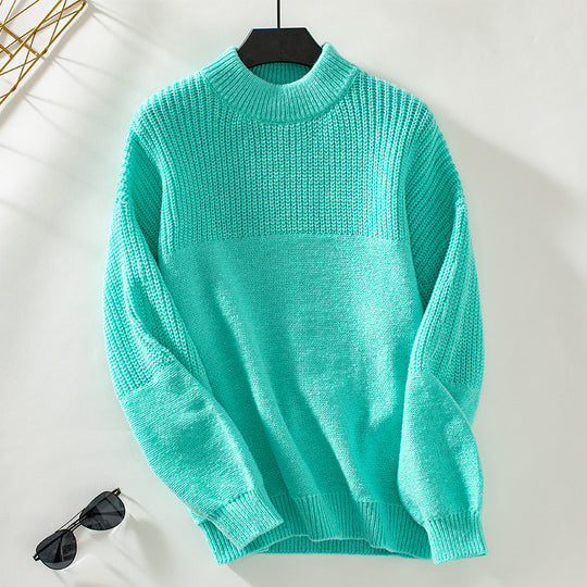 Damen lässiger Pullover mit hohem Kragen und modernem Strukturstrick EB