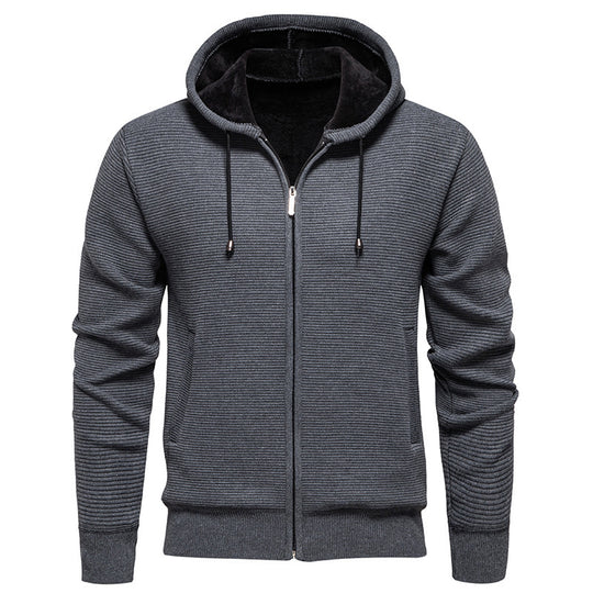 Herren moderne Kapuzenjacke mit strukturierter Oberfläche und weichem Innenfutter EB