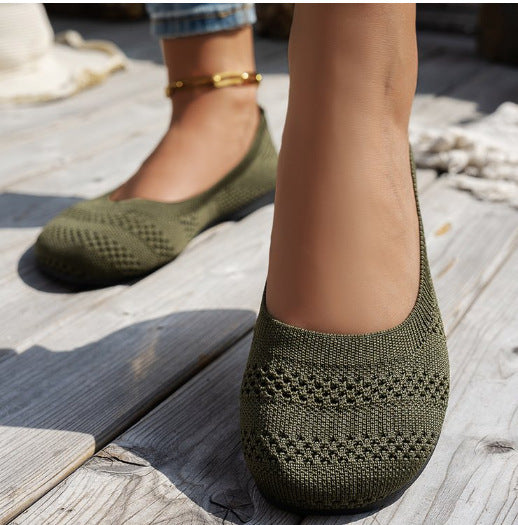 Damen Ballerinas mit elastischem Strickdesign und rutschfester Sohle EB