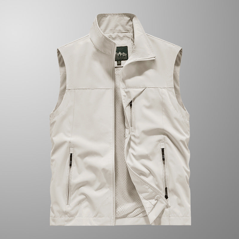 Herren Atmungsaktive Softshell-Outdoorweste mit Mesh‑Innenfutter und Reißverschlusstaschen EB
