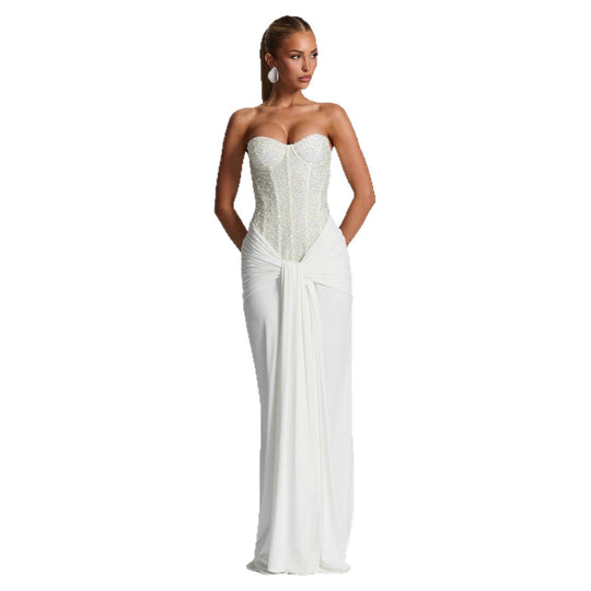 Damen Strapless Glamour- Abendkleid mit drapierter Taille EB