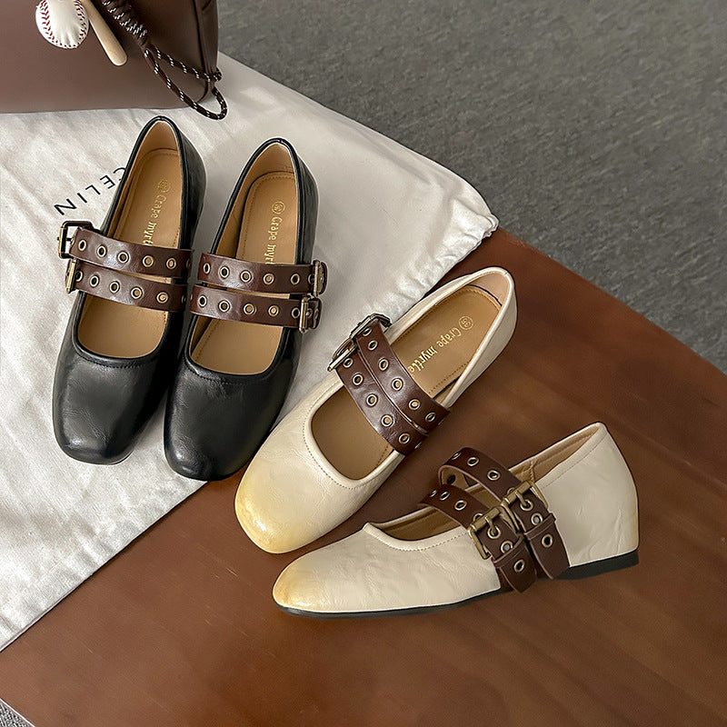Damen elegante Mary Jane Schuhe mit modischen Schnallen EB