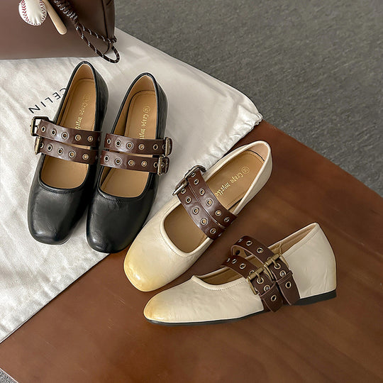 Damen elegante Mary Jane Schuhe mit modischen Schnallen EB