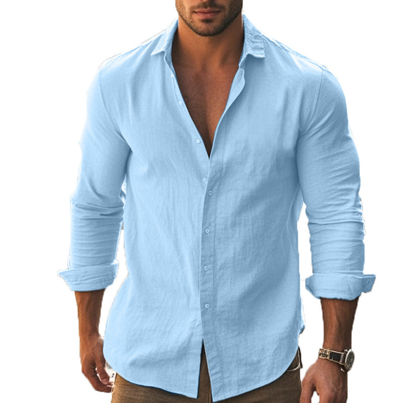 Herren Elegantes Langarmhemd mit modernem Kragen und hochwertiger Baumwollstruktur EB