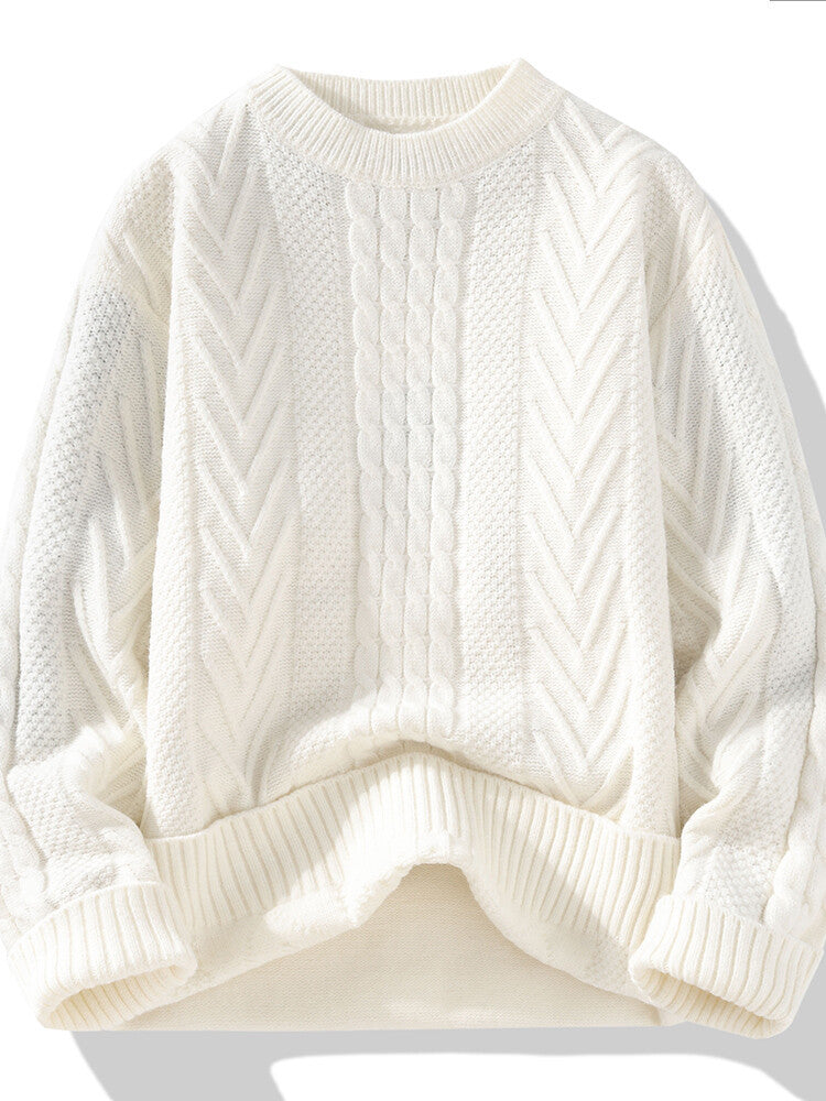 Herren Strickpullover mit modernen Zopf- und Rippstrukturen EB