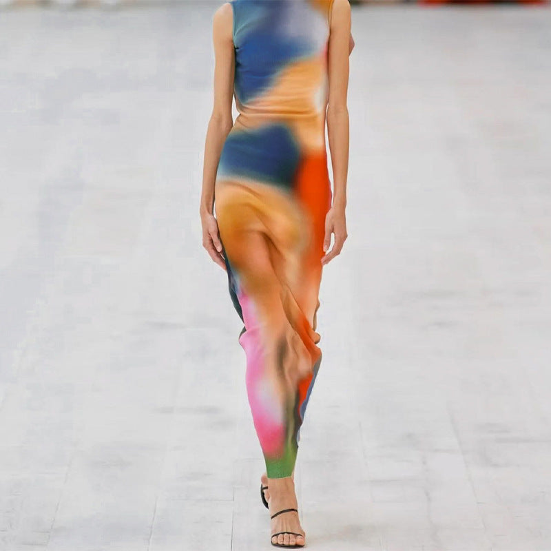 Damen Maxikleid im modernen Farbverlauf mit figurbetonter Passform EB
