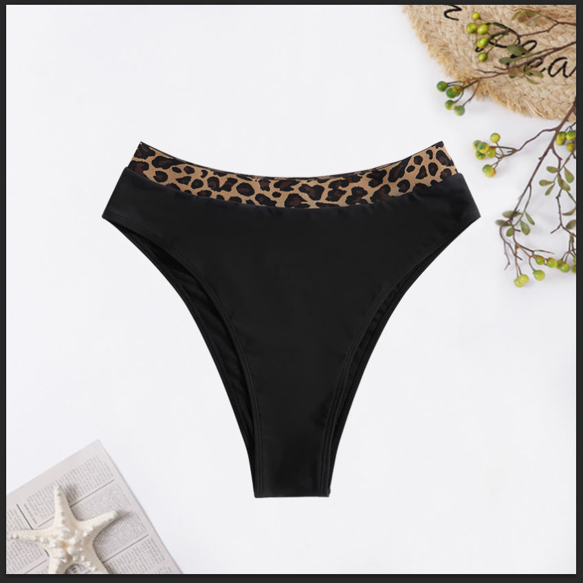 Damen Hochtailliertes Bikini-Unterteil mit modischem Leopardenmuster EB