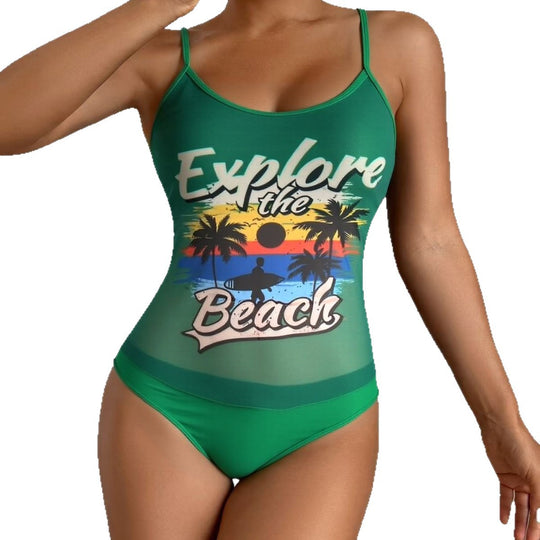 Damen Einteiliger Badeanzug mit trendigem Grafikdesign EB
