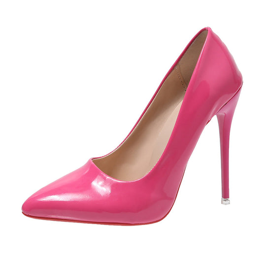 Damen elegante Stiletto-Pumps mit hohem Absatz und glänzendem Finish EB