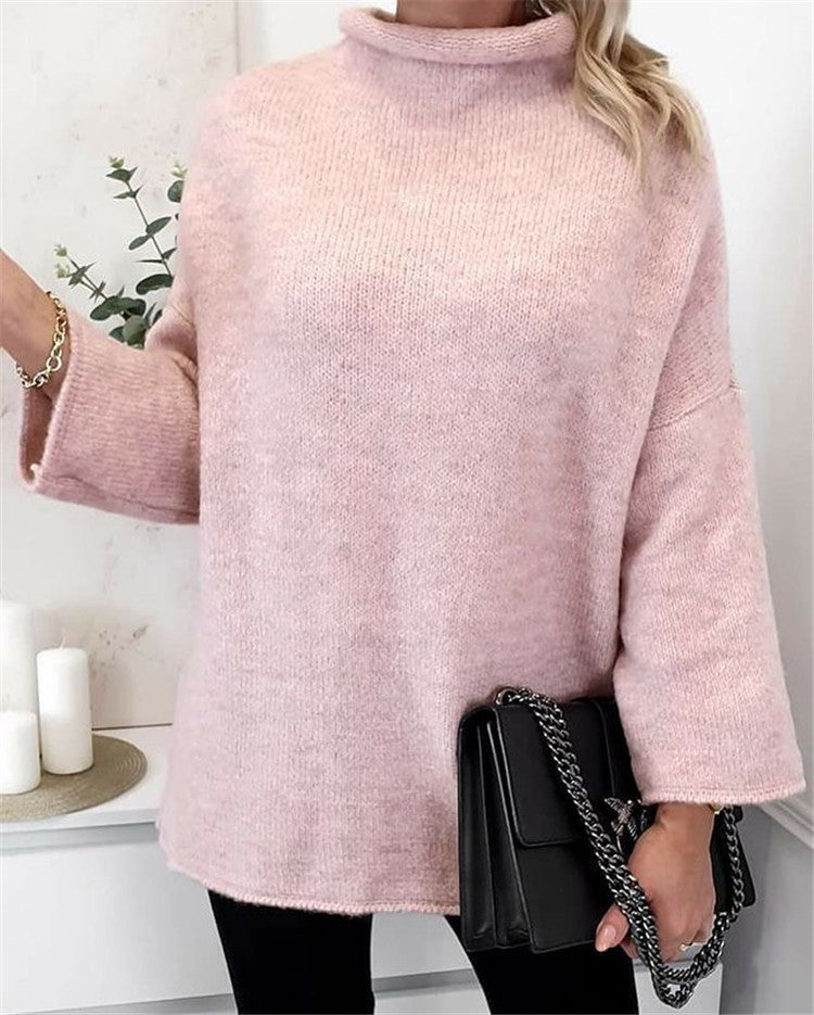 Damen großzügig geschnittener Strickpullover mit weitem Bündchen und modischem Schnitt EB