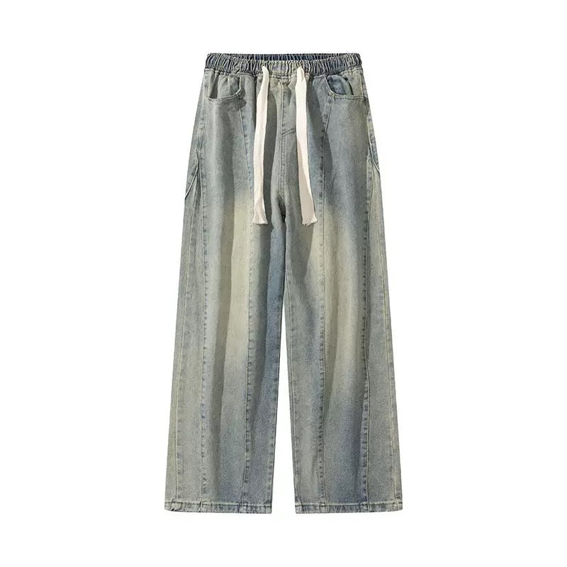 Herren weite Denim-Hose im urbanen Stil mit lässigem Schnitt und bequemem Gummizug EB