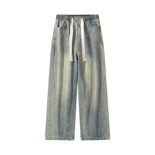 Herren weite Denim-Hose im urbanen Stil mit lässigem Schnitt und bequemem Gummizug EB