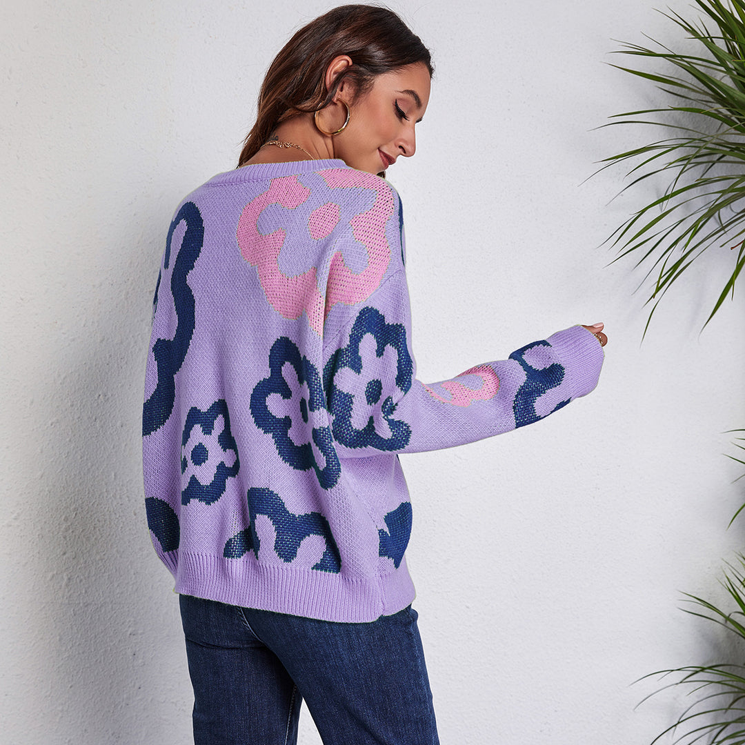 Damen Sweatshirt mit floralem Muster und komfortablem Schnitt EB