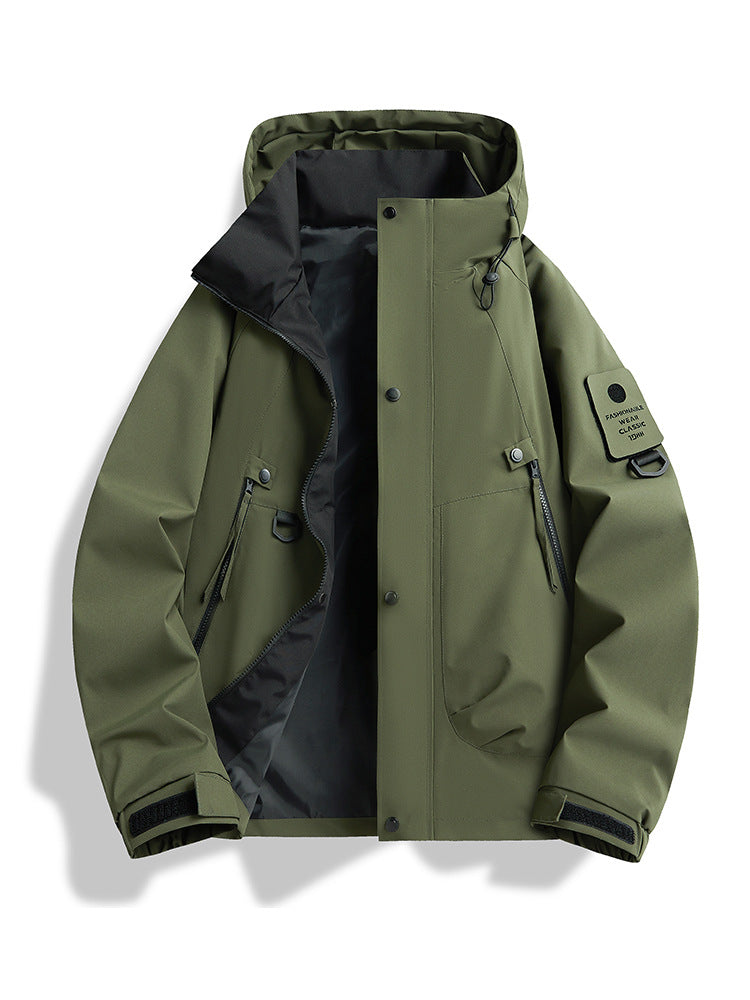 Herren wasserdichte Urban-Hardshelljacke mit verschweißten Nähten, verstellbarer Kapuze und Utility-Ärmeltasche EB