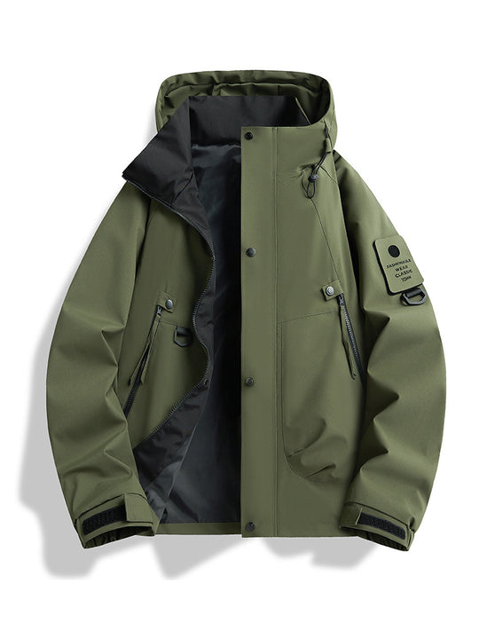 Herren wasserdichte Urban-Hardshelljacke mit verschweißten Nähten, verstellbarer Kapuze und Utility-Ärmeltasche EB