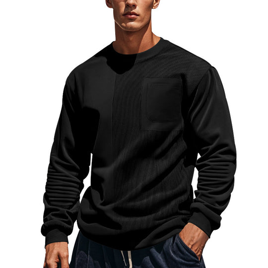 Herren nan strukturiertes Sweatshirt mit Brusttasche und geripptem Vorderpanel EB