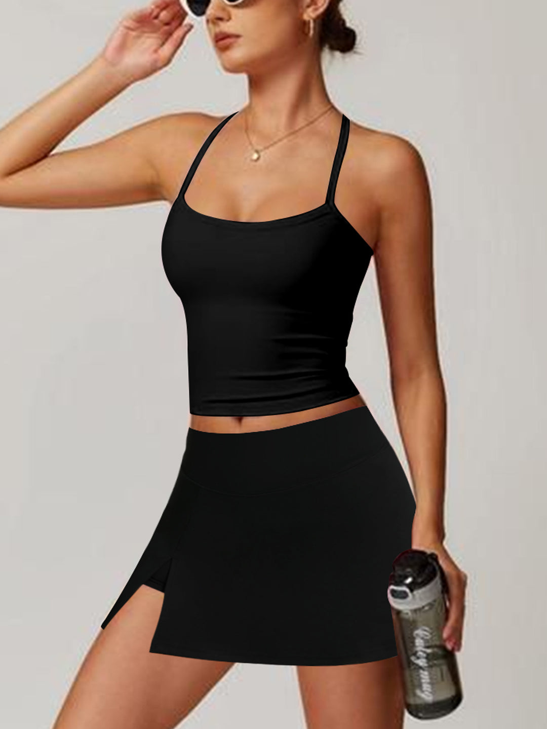 Damen Sportliches Tanktop mit kombiniertem Minirock EB