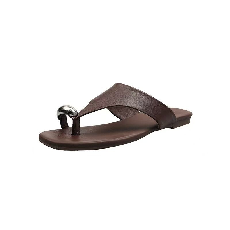 Damen Zehentrenner Sandalen mit schickem Metallakzent EB