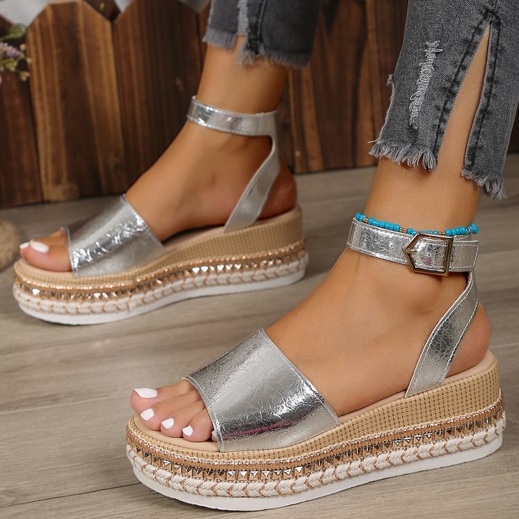 Damen Glitzernde Plateau-Sandalen EB