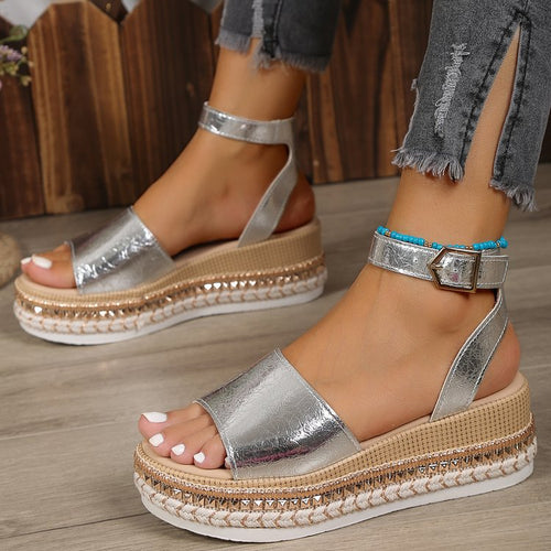Damen Glitzernde Plateau-Sandalen EB