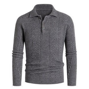 Herren Strickpullover mit klassischem Rautenmuster und Knopfleiste EB