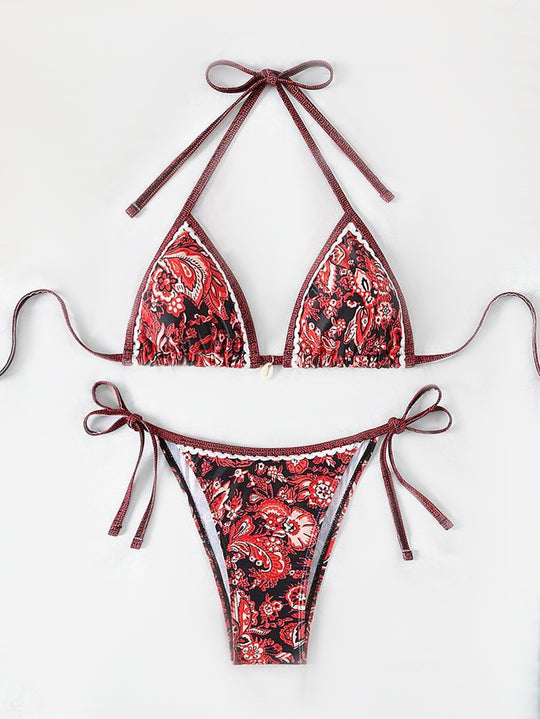 Damen Triangel-Bikini mit aufwendigem Floral-Design EB