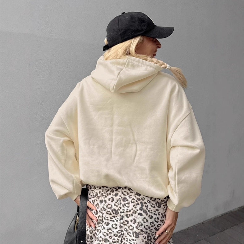Damen lässiger Kapuzenpullover mit auffälligem Schriftzug EB