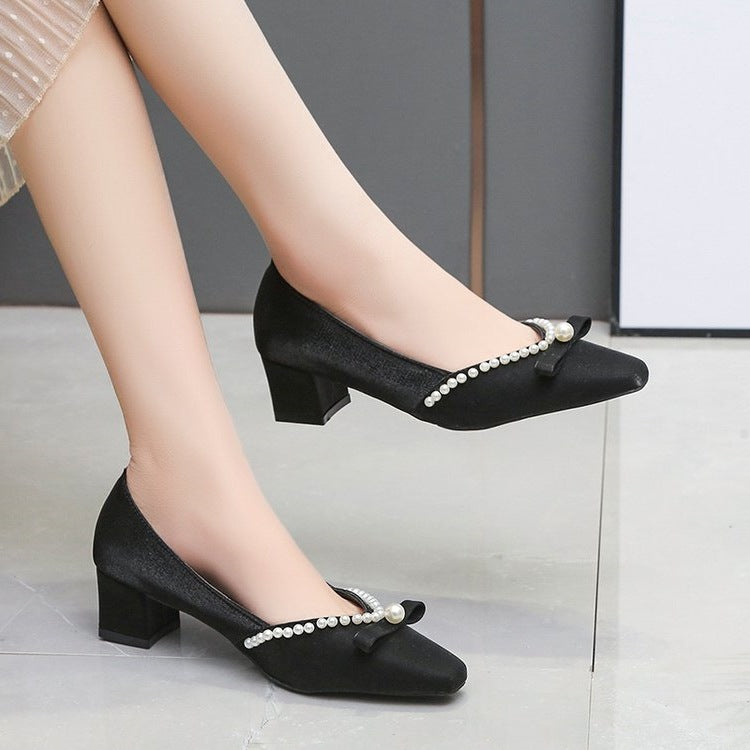 Damen elegante Pumps mit dekorativer Perlenverzierung EB
