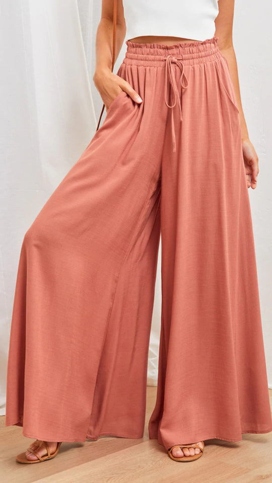 EB | Elastischer Gürtel Weites Bein Hohe Taille Hose