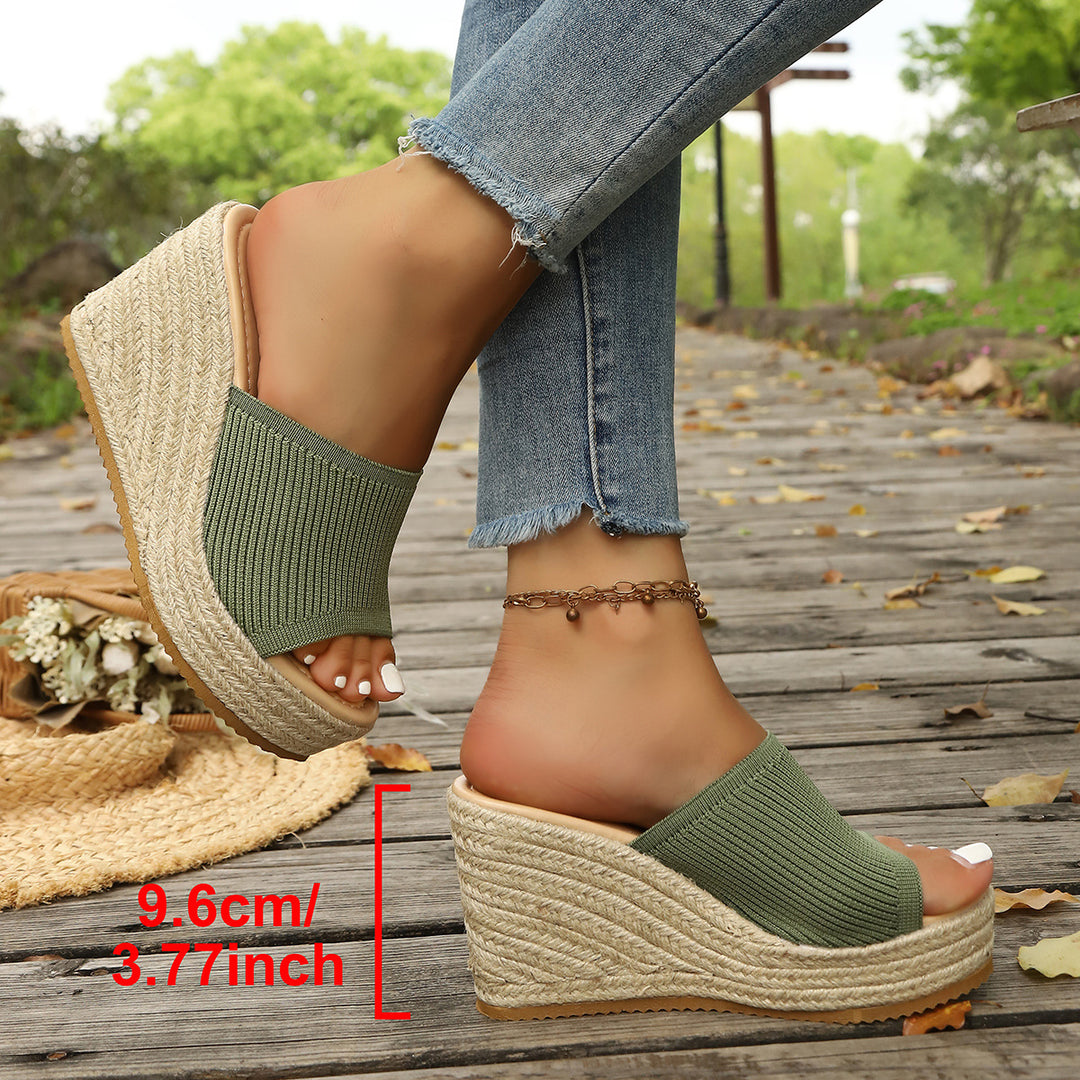 Damen modische Wedge-Pantoletten mit elastischem Obermaterial EB