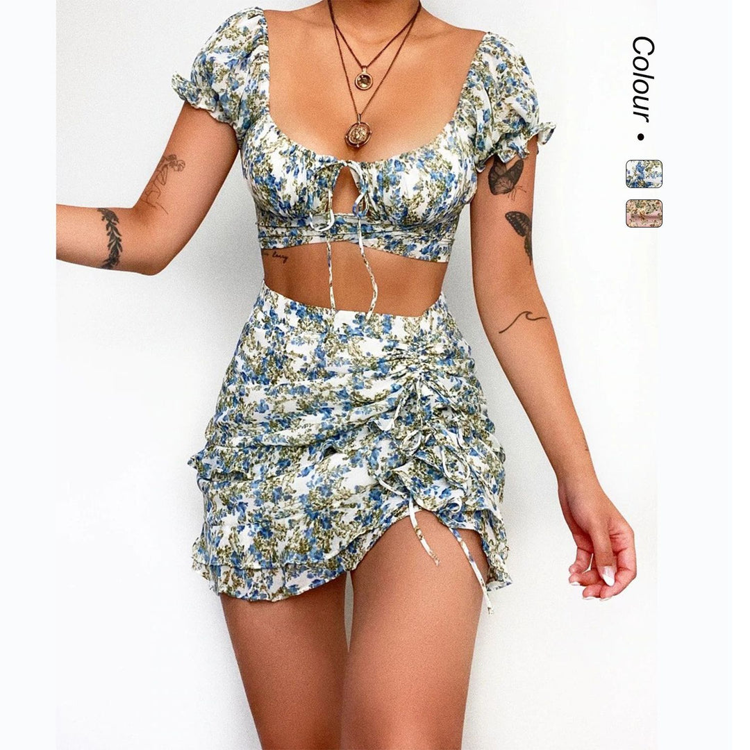 Damen Crop-Top und Minirock Set EB