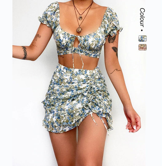 Damen Crop-Top und Minirock Set EB