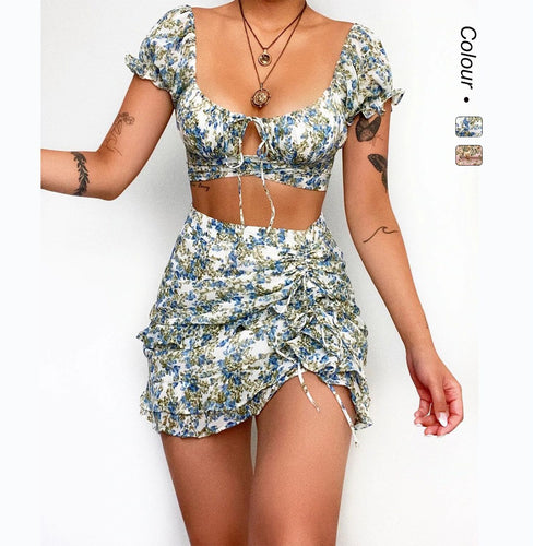 Damen Crop-Top und Minirock Set EB