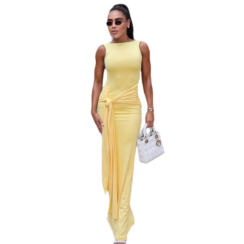 Damen Maxikleid mit raffiniertem Knoten-Design und seitlichen Cut-Outs EB