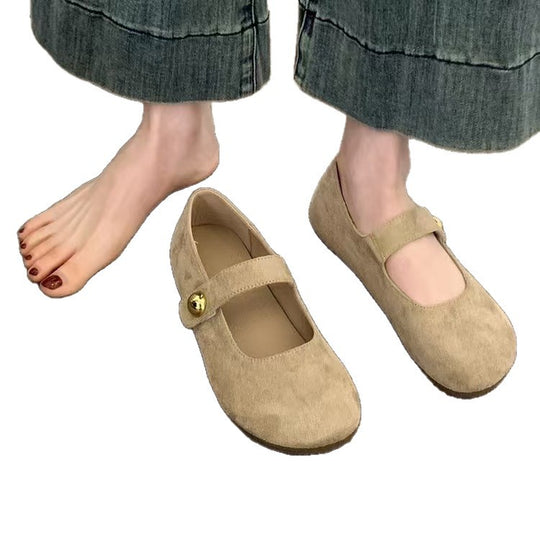 Damen Komfortable Ballerinas mit elegantem Knopfdetail EB