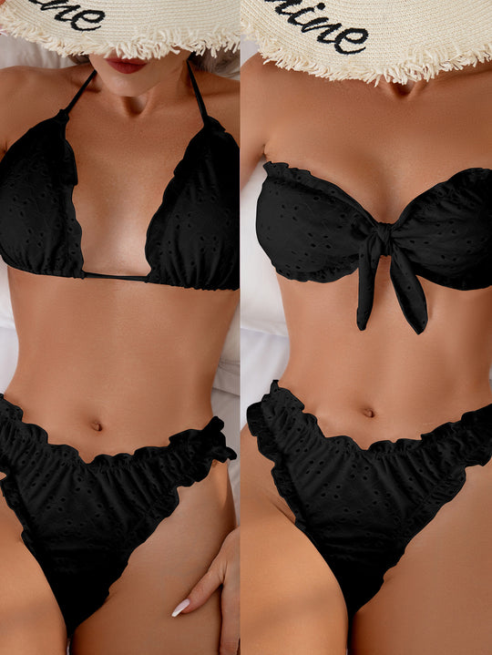 Damen Bandeau-Bikini mit verspieltem Rüschendesign EB