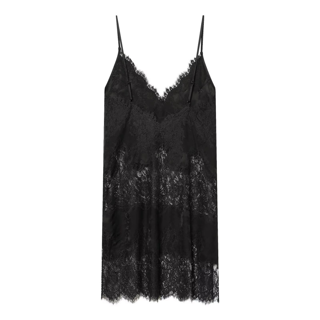 Damen Spitzen-Camisole mit verführerischem V-Ausschnitt und elegantem Spitzenbesatz EB