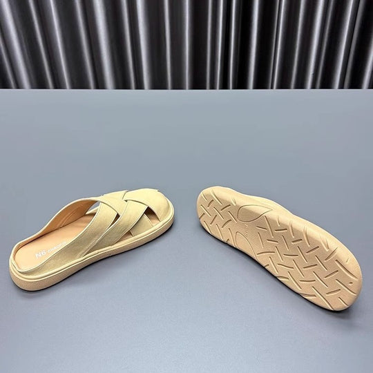 Damen trendige Clogs mit kreuzverzierten Riemen und weichem Innenfutter EB