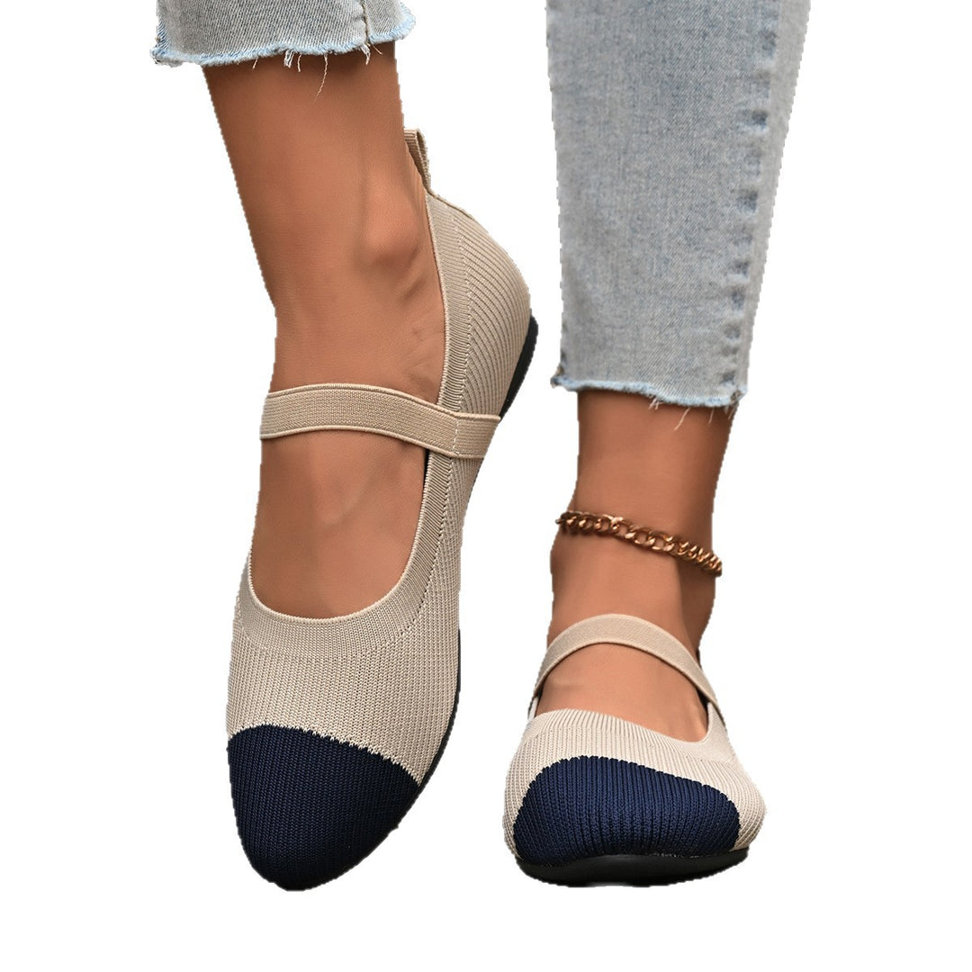 Damen Ballerinas mit elastischem Riemendesign und atmungsaktiver Textiloberfläche EB