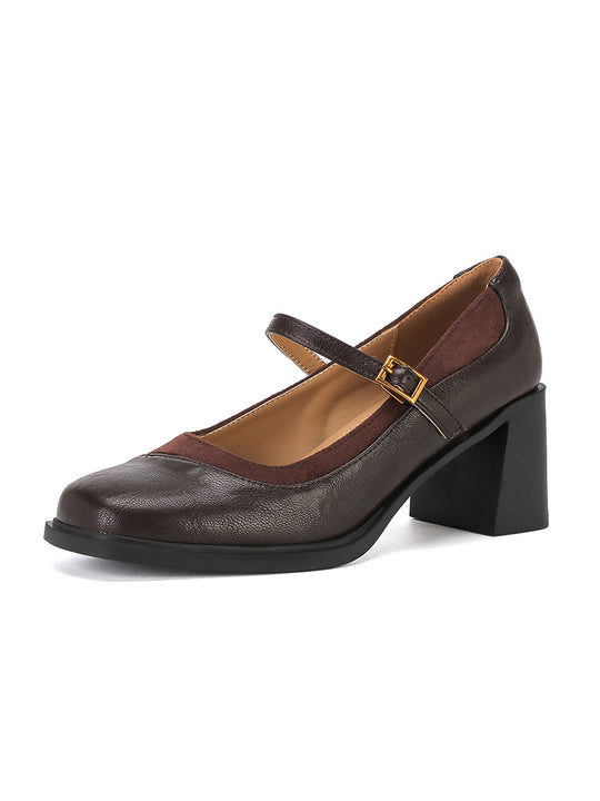 Damen Elegante Mary Jane Schuhe mit Blockabsatz und stilvollem Riemchen EB